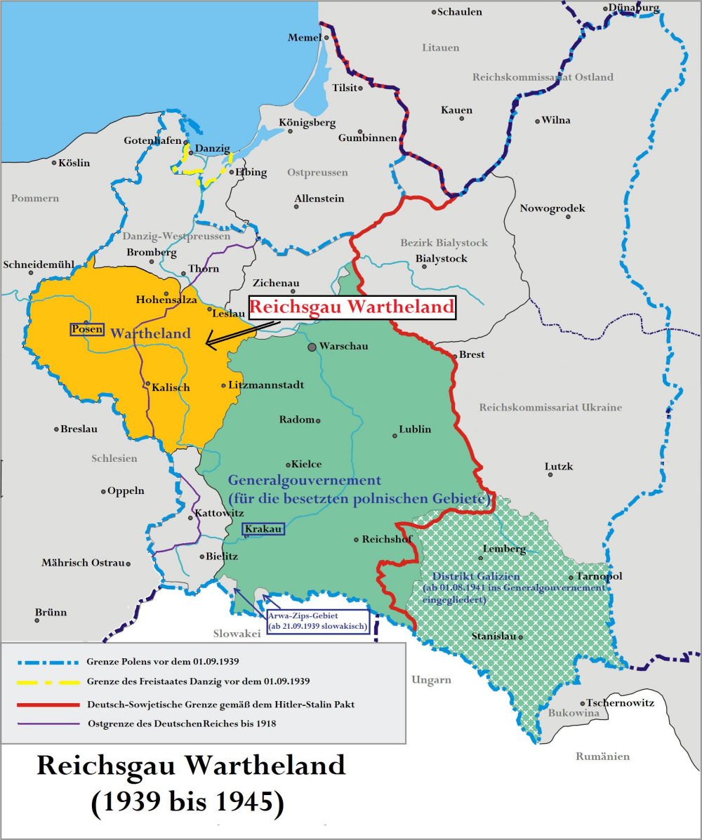 Landkarte von Polen während der deutschen Besatzung