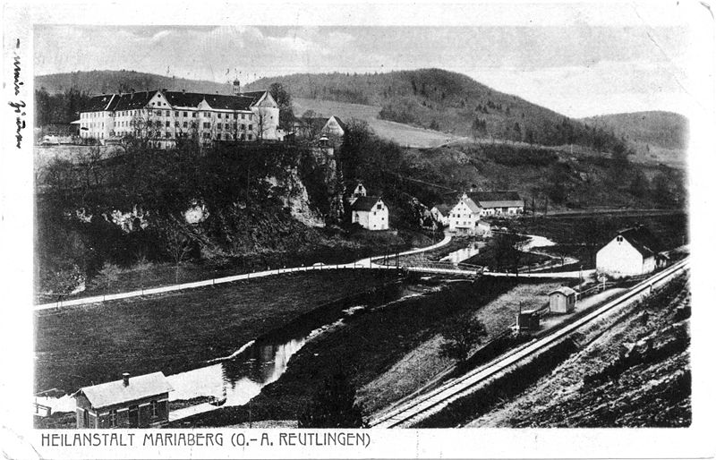 Postkarte mit der Heil- und Pflegeanstalt Mariaberg Postkarte mit der Heil- und Pflegeanstalt Mariaberg