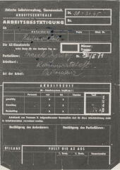 Arbeitsnachweis aus Theresienstadt, 1945