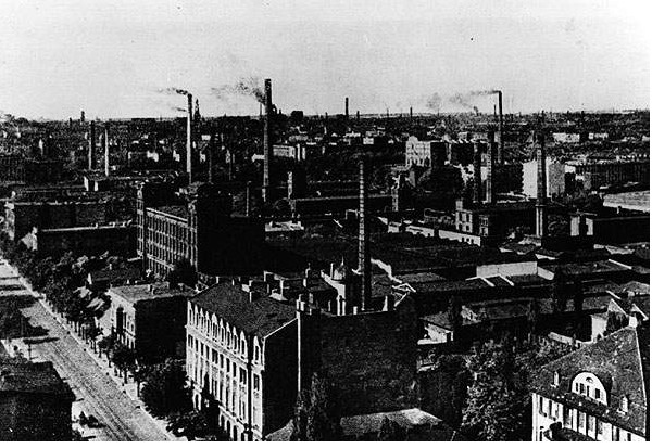 Historische Aufnahme der Industriestadt Łódź