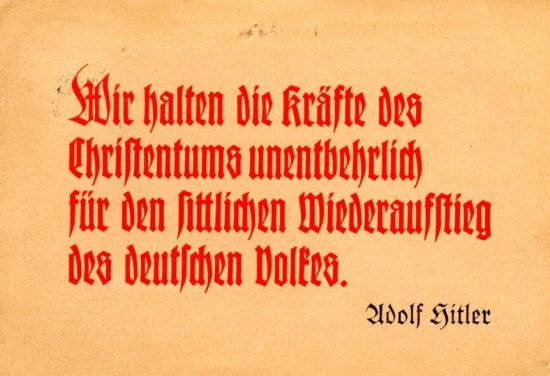 Postkarte mit einem Ausspruch Hitlers