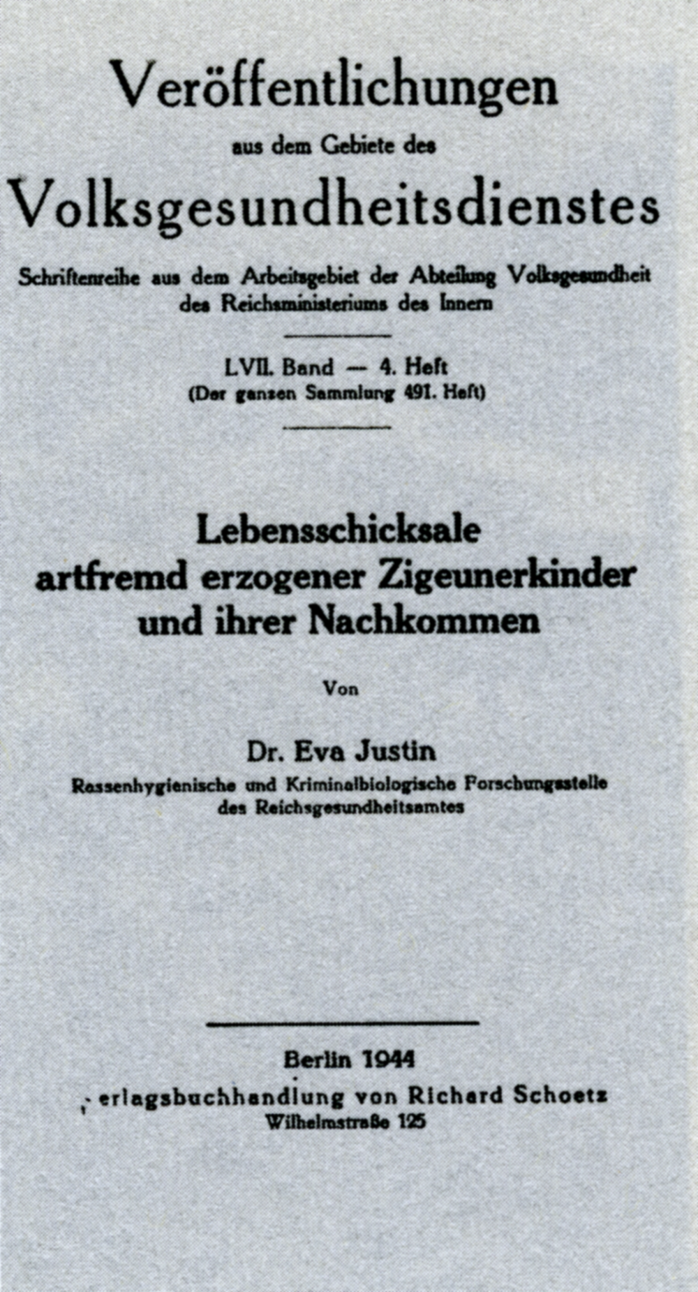 Titelblatt der Doktorarbeit von Eva Justin