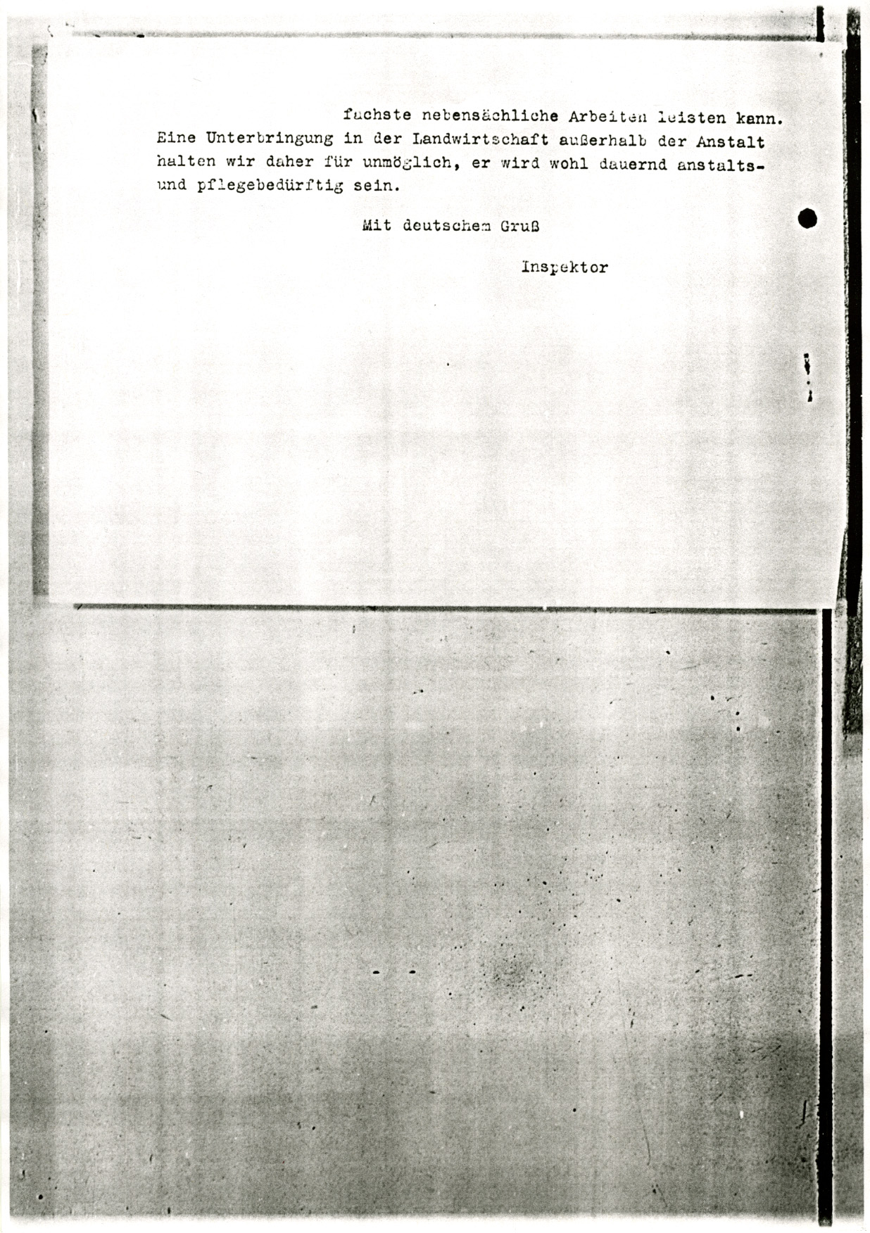 Brief des Mariaberger Anstaltsdirektors an das Kreiswohlfahrtsamt Brief des Mariaberger Anstaltsdirektors an das Kreiswohlfahrtsamt