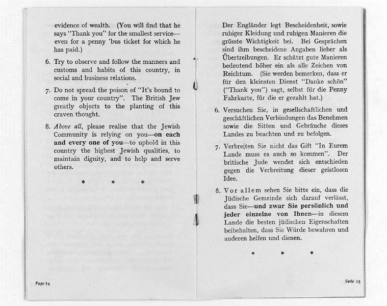 Richtlinien für deutsche Juden und Jüdinnen in Großbritannien Richtlinien für deutsche Juden und Jüdinnen in Großbritannien