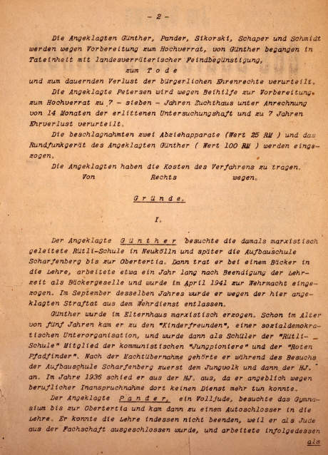 Auszug aus dem Gerichtsurteil gegen Hanno Günther Auszug aus dem Gerichtsurteil gegen Hanno Günther
