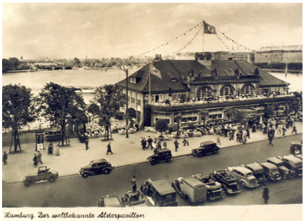 Der Alsterpavillon als Postkartenmotiv