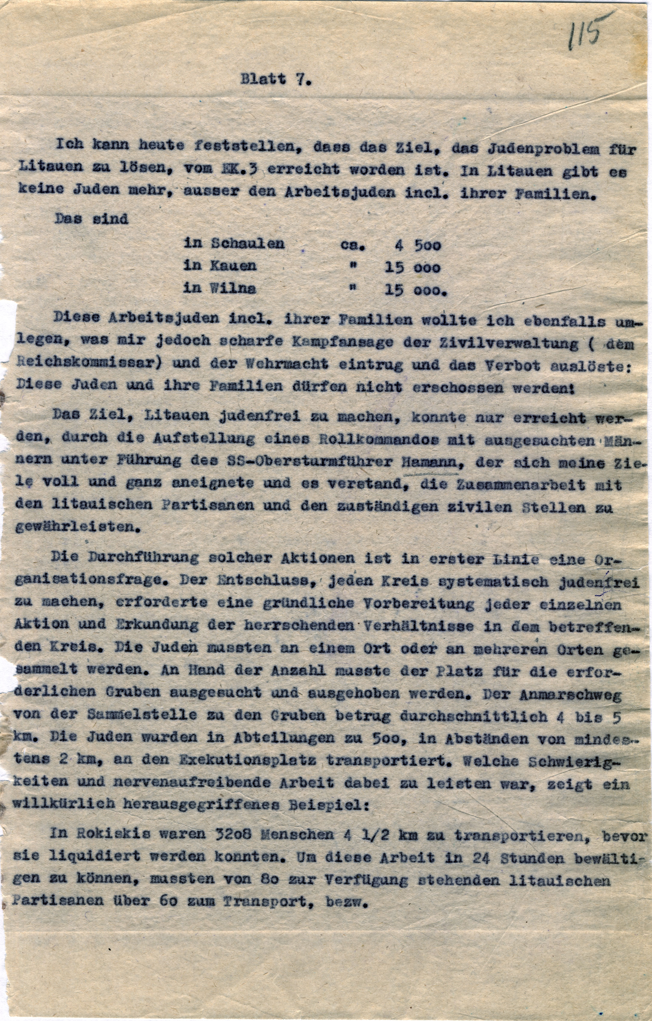 Seite 7 des Jäger-Berichts Seite 7 des Jäger-Berichts