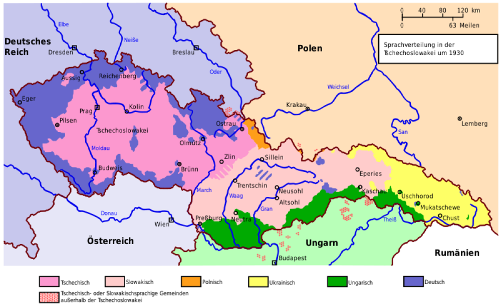 Sprachverteilung in der Tschechoslowakei