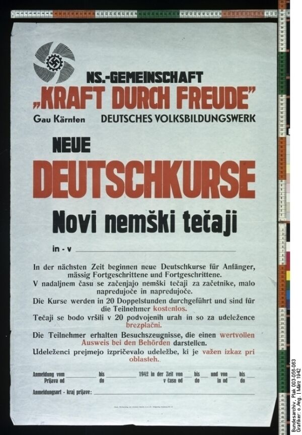 Zweisprachige Plakatwerbung für Deutschkurse