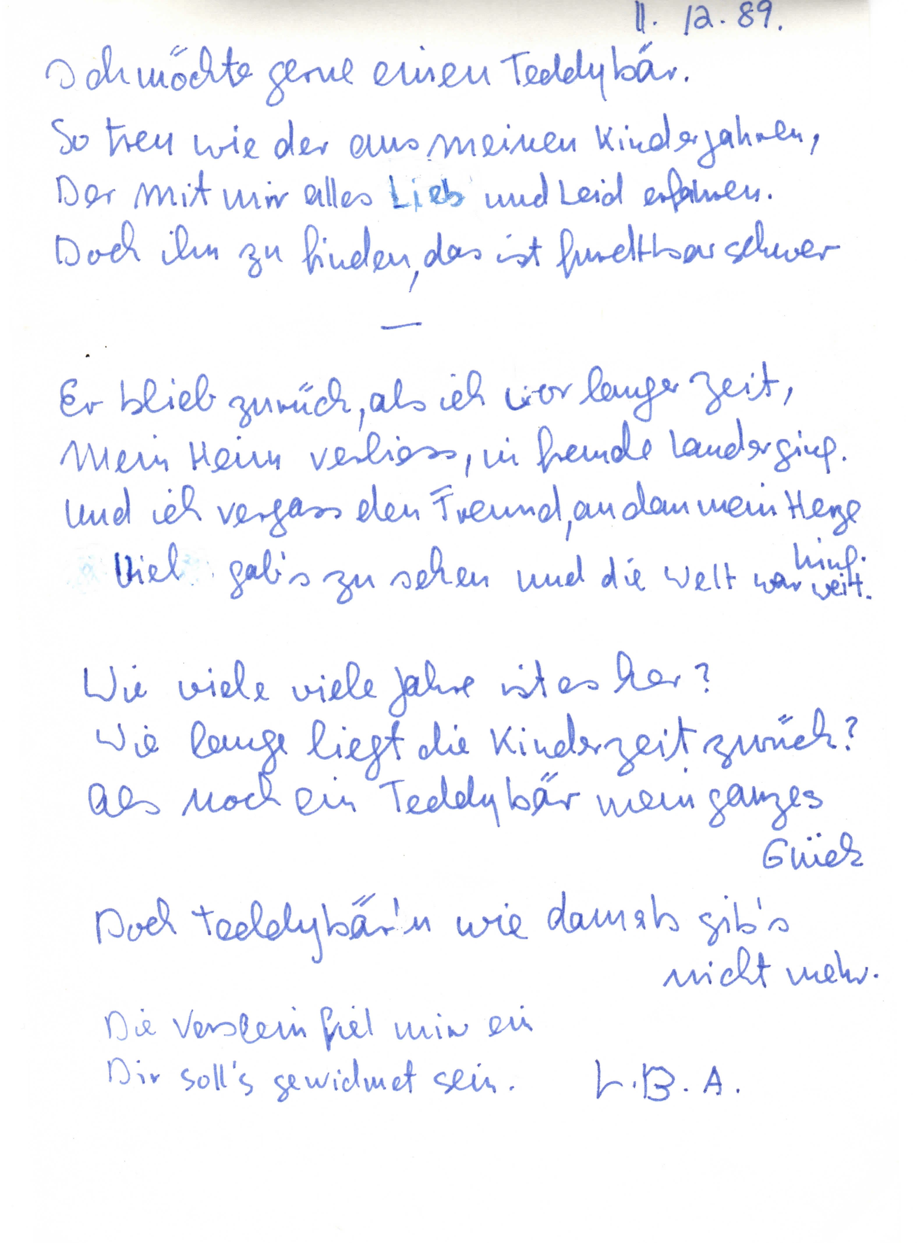 Gedicht Teddybär