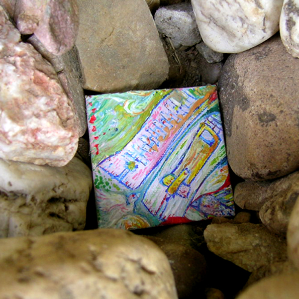 Miniaturgemälde zwischen Steinen